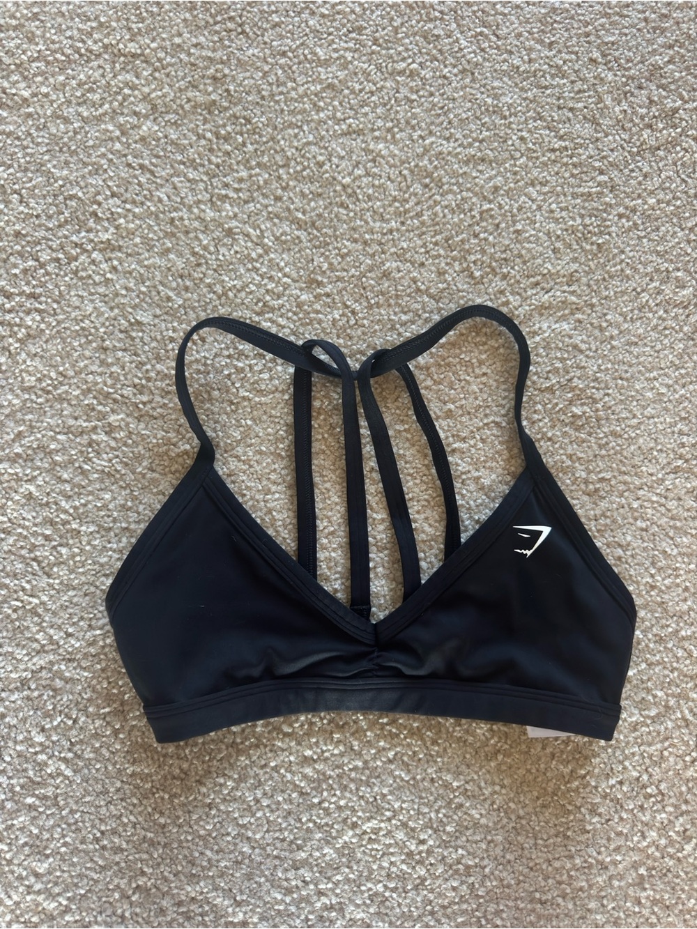 Gymshark Black Multi-Strap V-Neck  Minimal Sports Bra